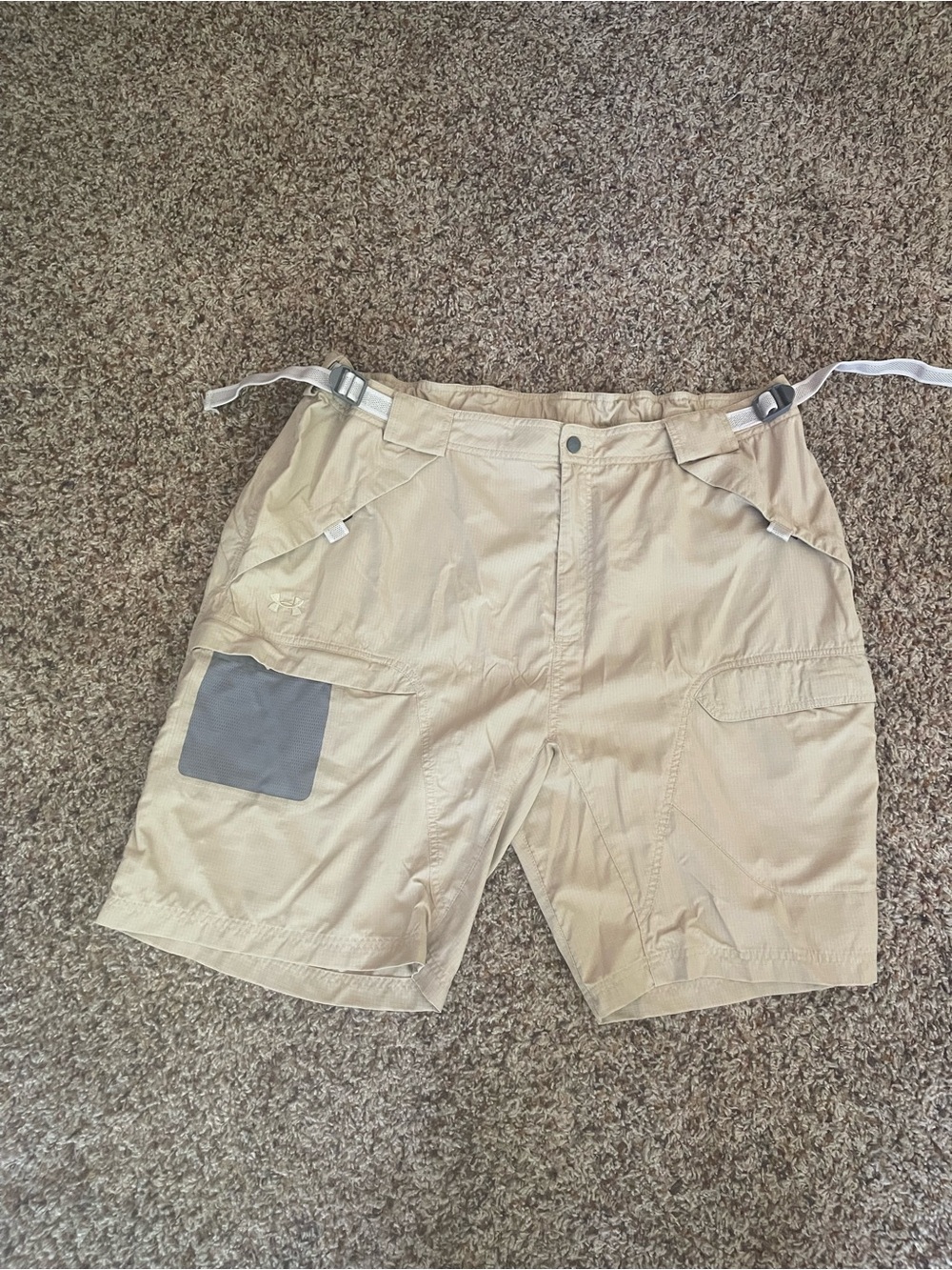 Under Armour Khaki Tactical Cargo Shorts with Grey Patch